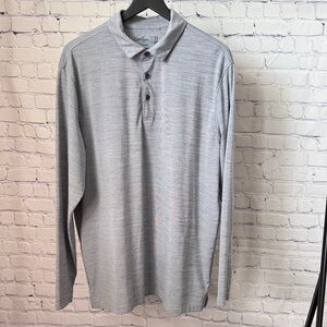Men’s Heather Gray Long-Sleeve Polo XL